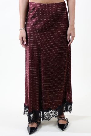 Gonna pois pizzo satin POIS SATIN vino #9108