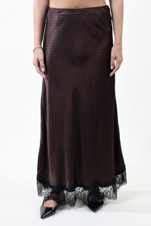 Gonna pois pizzo satin POIS SATIN cioccolato #9108