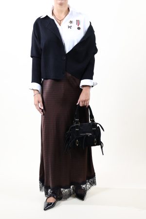 Gonna pois pizzo satin POIS SATIN cioccolato #9108