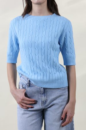 Maglia TRECCINA celeste #9483