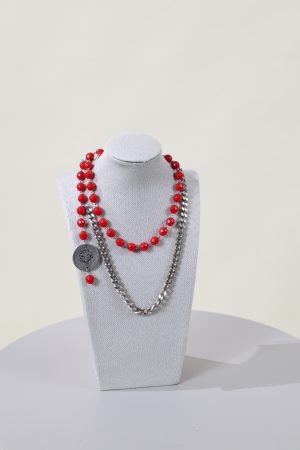 Collana FRANCESCA ARGENTO rosso #8042A