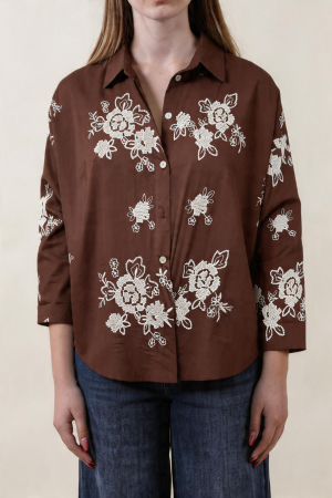 Camicia PUNTO CROCE cioccolato #9669