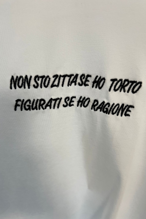 T-shirt NON STO ZITTA bianco #9727