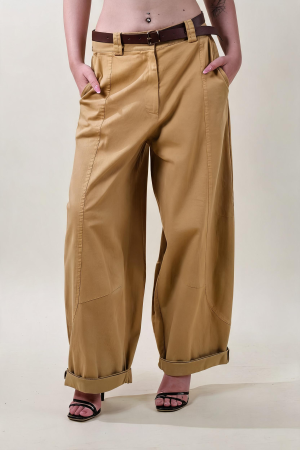 Pantalone WIDE COTONE cammello #9650