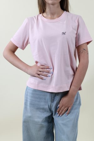 T-shirt BASIC rosa RICAMO blu #9612A