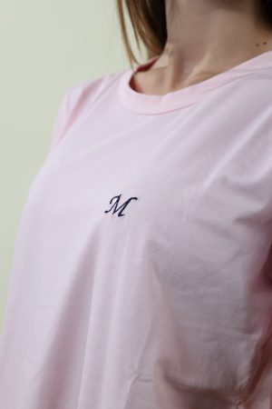 T-shirt BASIC rosa RICAMO blu #9612A
