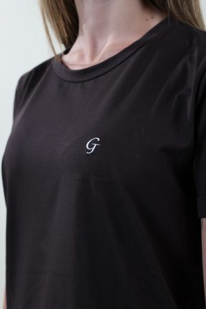 T-shirt BASIC cioccolato RICAMO bianco #9612A
