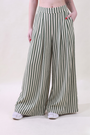 fronte Pantalone PALAZZONE RIGATO militare #9765