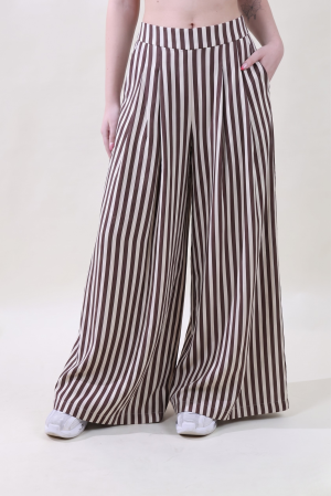 fronte ciocc Pantalone PALAZZONE RIGATO cioccolato #9765