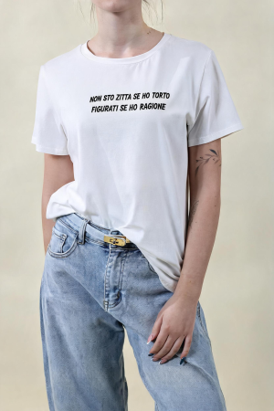 zitta T-shirt NON STO ZITTA bianco #9727
